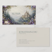 Fairytale Castle Floral Purple Mountain Valley Visitekaartje (Voorkant / Achterkant)