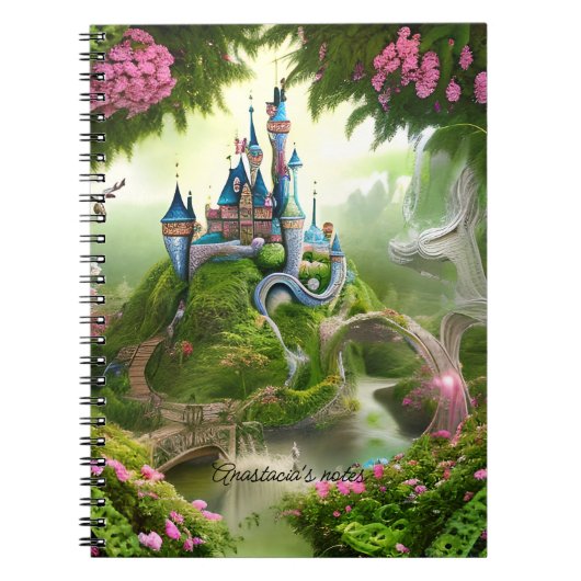 Fairytale Castle Illustration Girl Terug naar scho Notitieboek (Voorkant)