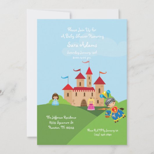 Fairytale Castle Knight 5x7 Baby shower Uitnodigin Kaart (Voorkant)