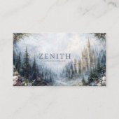 Fairytale Castle Misty Forest Floral Landscape Visitekaartje (Voorkant)