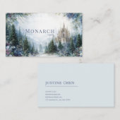 Fairytale Castle Misty Forest Floral Watercolor Visitekaartje (Voorkant / Achterkant)
