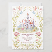 Fairytale Castle Pastel Watercolor Floral Wedding Kaart (Achterkant)