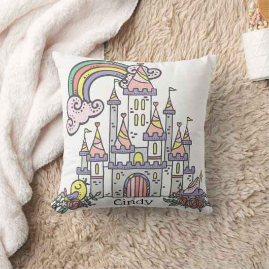 Fairytale Castle Princess Eigen naam Kussen (Deken)