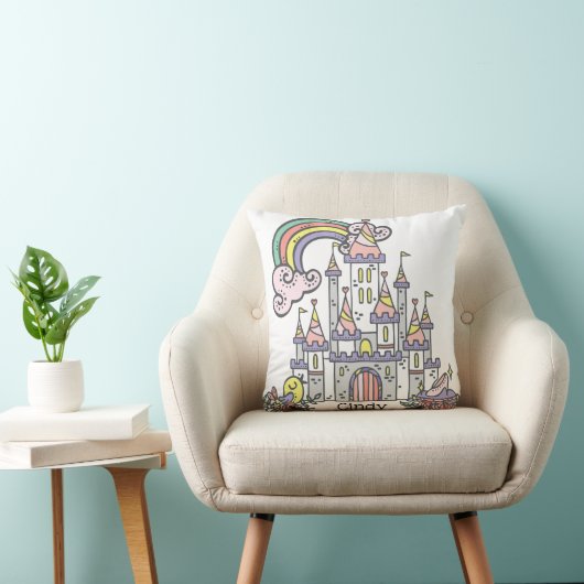 Fairytale Castle Princess Eigen naam Kussen (Stoel)
