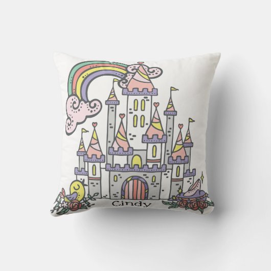 Fairytale Castle Princess Eigen naam Kussen (Achterkant)