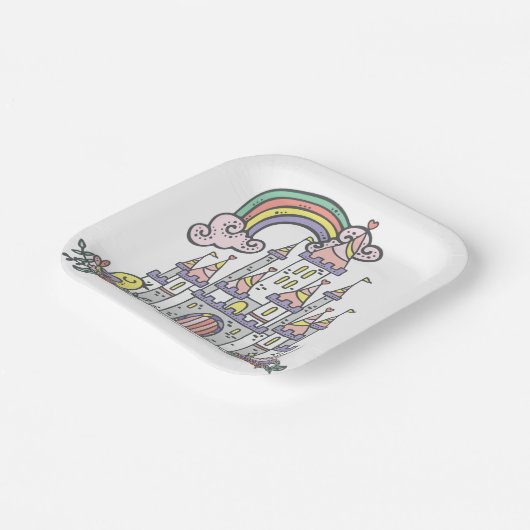 Fairytale Castle Princess Eigen naam Papieren Bordje (Gebogen)