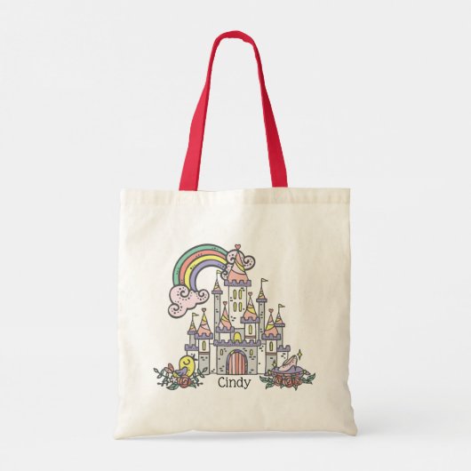 Fairytale Castle Princess Eigen naam Tote Bag (Achterkant)