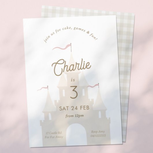 Fairytale Castle Princess Party Invitation Kaart