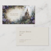 Fairytale Castle Purple Blue Floral Mountain Visitekaartje (Voorkant / Achterkant)