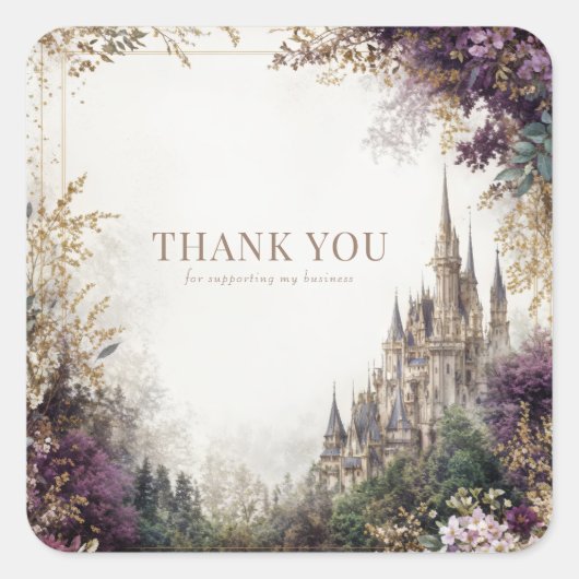 Fairytale Castle Purple Floral Elegant Gold Vierkante Sticker (Voorkant)