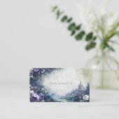 Fairytale Castle Purple Floral Gold Compass Visitekaartje (Staand voorkant)