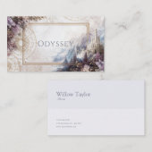 Fairytale Castle Purple Floral Gold Compass Visitekaartje (Voorkant / Achterkant)