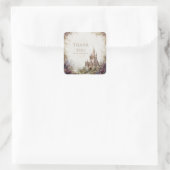 Fairytale Castle Purple Floral Misty Forest Vierkante Sticker (Tas)