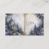 Fairytale Castle Purple Floral Open Storybook Visitekaartje (Voorkant)