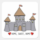 Fairytale Castle Sketch Vierkante Sticker (Voorkant)