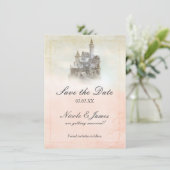 Fairytale Castle Storybook Page Save the Date Kaar Kaart (Staand voorkant)