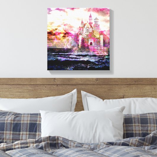 Fairytale Castle Sunrise Canvas Afdruk (Insitu (Slaapkamer))