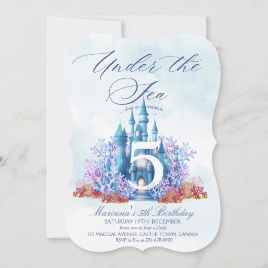 Fairytale Castle Underwater Watercolor Birthday  Kaart (Voorkant)