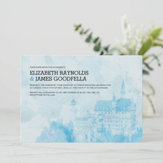 Fairytale Castle Wedding Invitations Kaart (Staand voorkant)