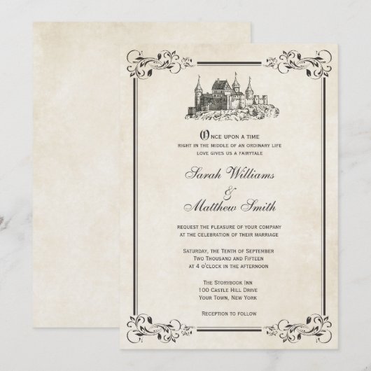 Fairytale Castle Wedding Invitations Kaart (Voorkant / Achterkant)