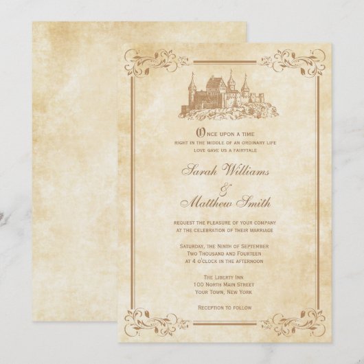 Fairytale Castle Wedding Invitations Kaart (Voorkant / Achterkant)