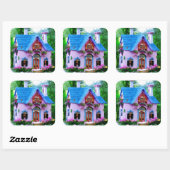 Fairytale Colorful House Vierkante Sticker (Vel)