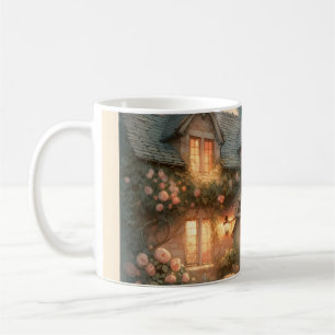 Fairytale Cottage bij zonsondergang met Rozen Koffiemok