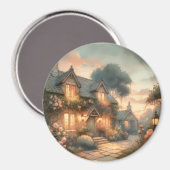 Fairytale Cottage bij zonsondergang met Rozen Magneet (Voorkant / Achterkant)