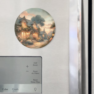 Fairytale Cottage bij zonsondergang met Rozen Magneet