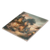 Fairytale Cottage bij zonsondergang met Rozen Tegeltje (Zijkant)