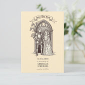 Fairytale Couple Gothic Arch Medieval Wedding Save The Date (Staand voorkant)