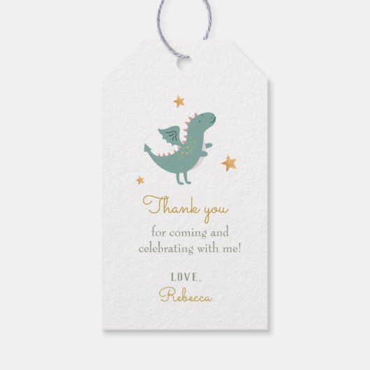 Fairytale Cute Dragon Dank je Labels Cadeaulabel (Achterkant)