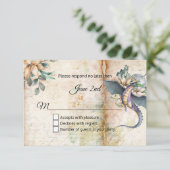 Fairytale Dragon Weddenschap RSVP Kaartje (Staand voorkant)