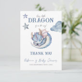 Fairytale Dreamy Blue Dragon Baby Shower Bedankkaart (Staand voorkant)