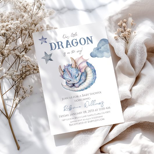 Fairytale Dreamy Dragon Baby shower Kaart