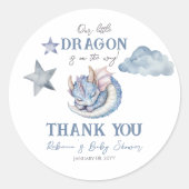 Fairytale Dreamy Dragon Baby Shower Ronde Sticker (Voorkant)