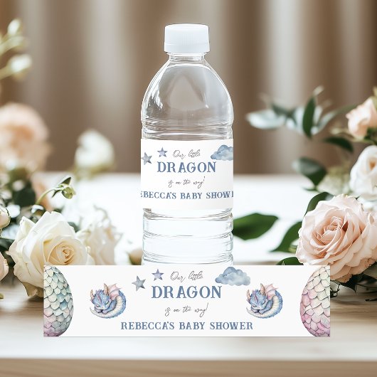 Fairytale Dreamy Dragon Baby shower Waterfles Etiket