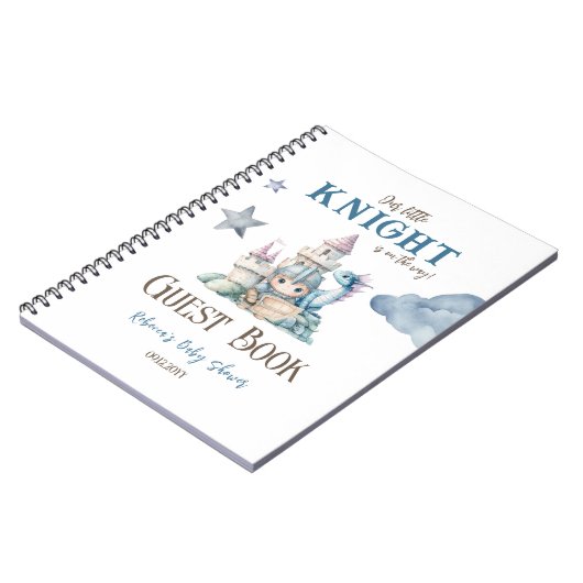 Fairytale Dreamy Dragon Knight Baby shower Gast Notitieboek (Linkerzijde)
