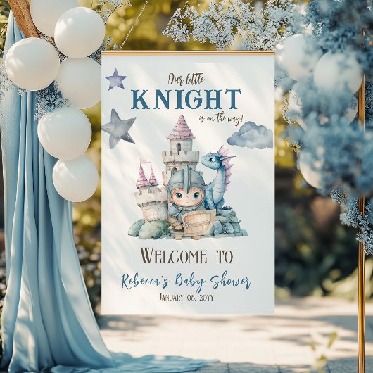 Fairytale Dreamy Dragon Knight Baby shower Welkom Poster