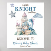 Fairytale Dreamy Dragon Knight Baby shower Welkom Poster (Voorkant)