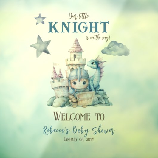 Fairytale Dreamy Dragon Knight Baby shower Welkom Raamsticker (Vel 3)
