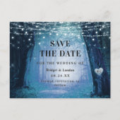 Fairytale Enchanted Forest Blue Save Date Aankondigingskaart (Voorkant)