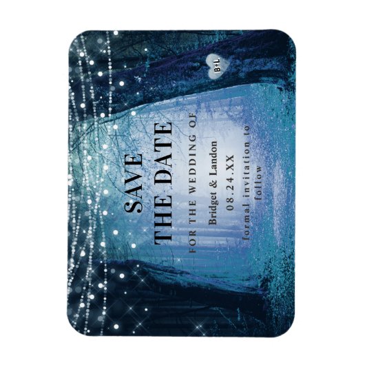 Fairytale Enchanted Forest Blue Save Date Magneet (Verticaal)