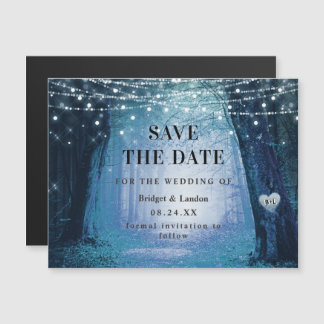 Fairytale Enchanted Forest Blue Save Date Magnetische Uitnodiging