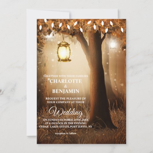 Fairytale Enchanted Forest Wedding Invitation Kaart (Voorkant)