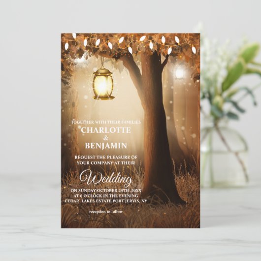 Fairytale Enchanted Forest Wedding Invitation Kaart (Staand voorkant)