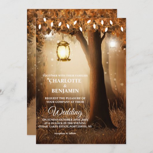 Fairytale Enchanted Forest Wedding Invitation Kaart (Voorkant / Achterkant)
