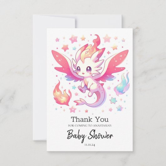 Fairytale Fiery Dragon Baby shower Bedankkaart (Voorkant)