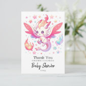 Fairytale Fiery Dragon Baby shower Bedankkaart (Staand voorkant)