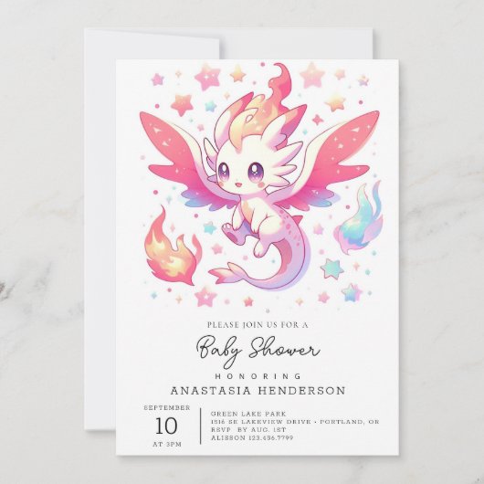 Fairytale Fiery Dragon Baby shower Kaart (Voorkant)